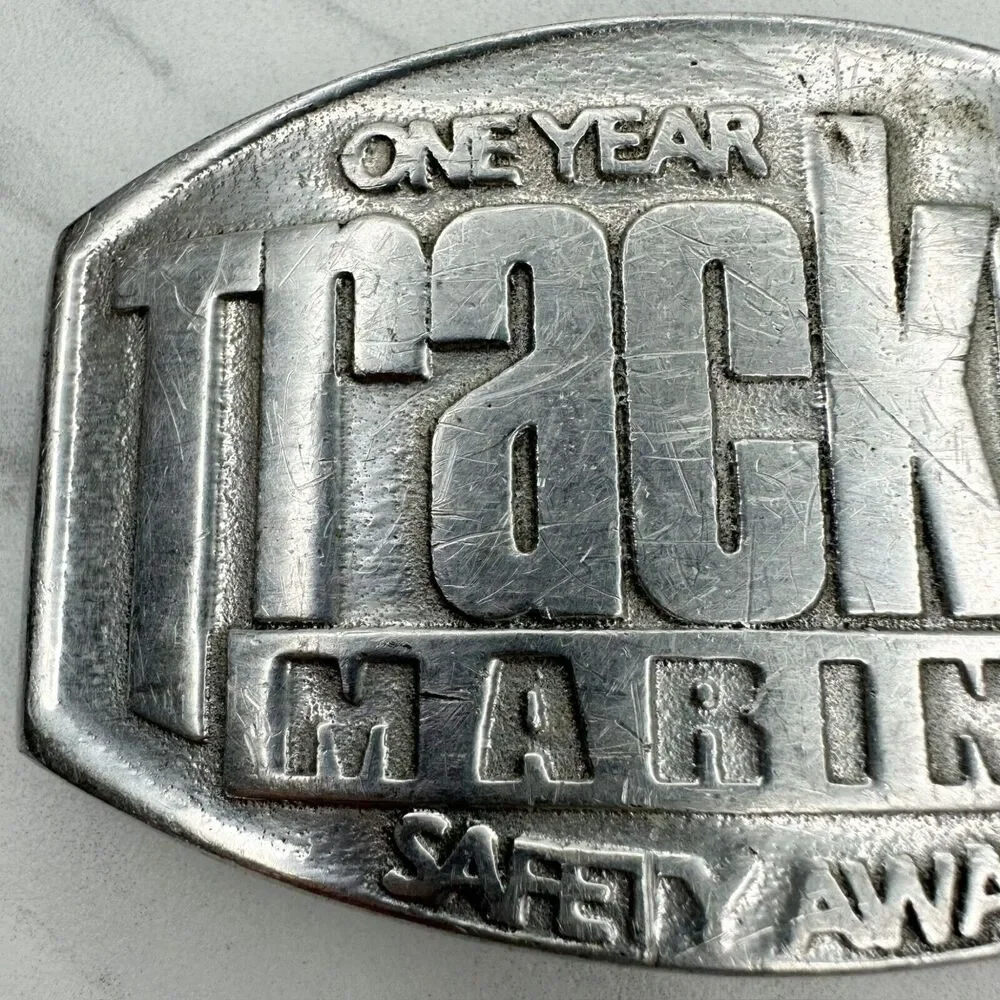 Vintage Tracker Marine Safety Award Belt Buckle 4